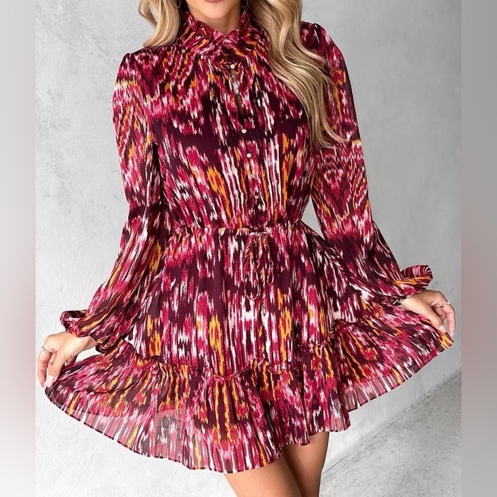 HOUSE OF HARLOW 1960 x Revolve Chiffon Tiered Fit & Flare Dress, Size 8